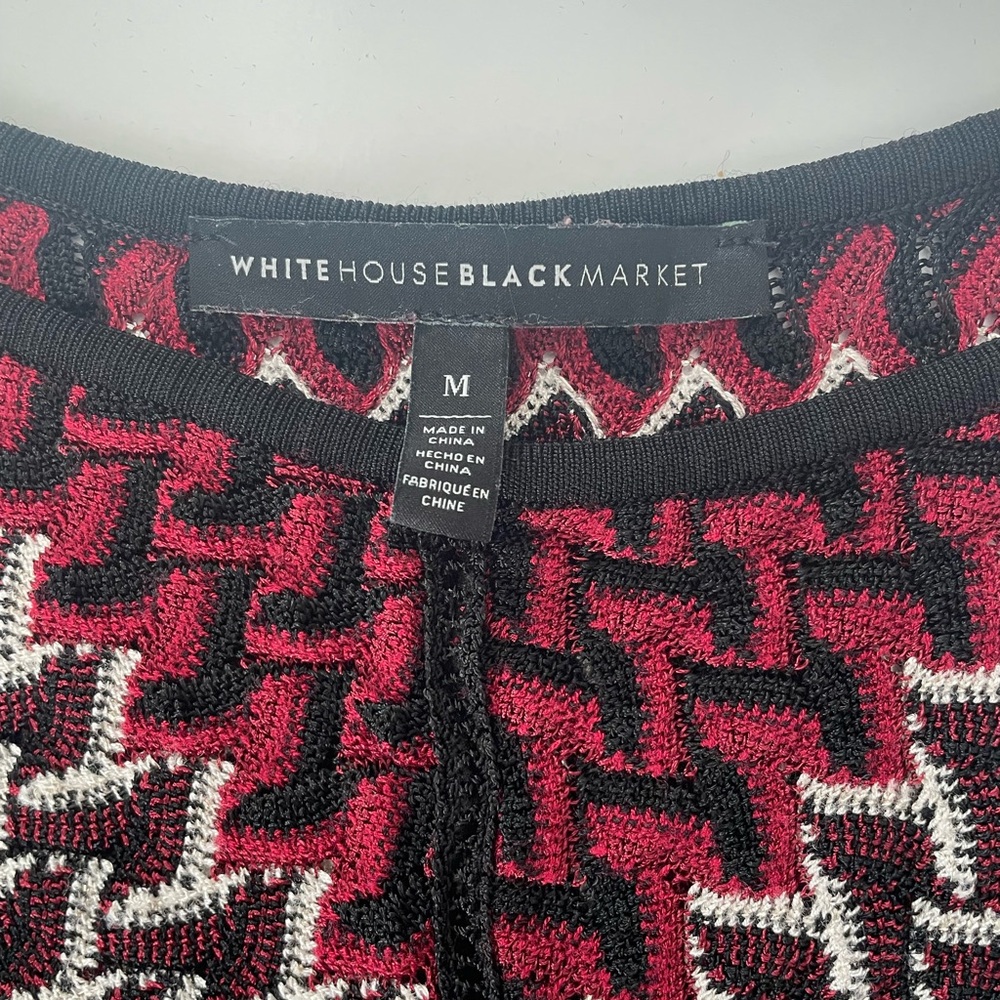 White House Black Market Red and Black Patterned Blouse - Picture 7 of 9